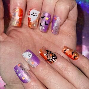 Halloween 3D Ghost Themed Press-On Nails